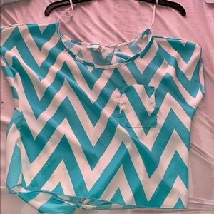 Women shirt white & blue open back